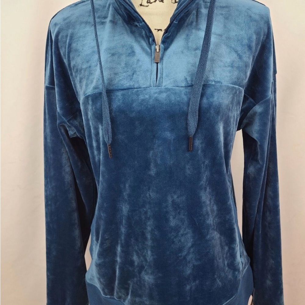 C 9 by Champion Plush Blue Velour  Half-Zip Pullover